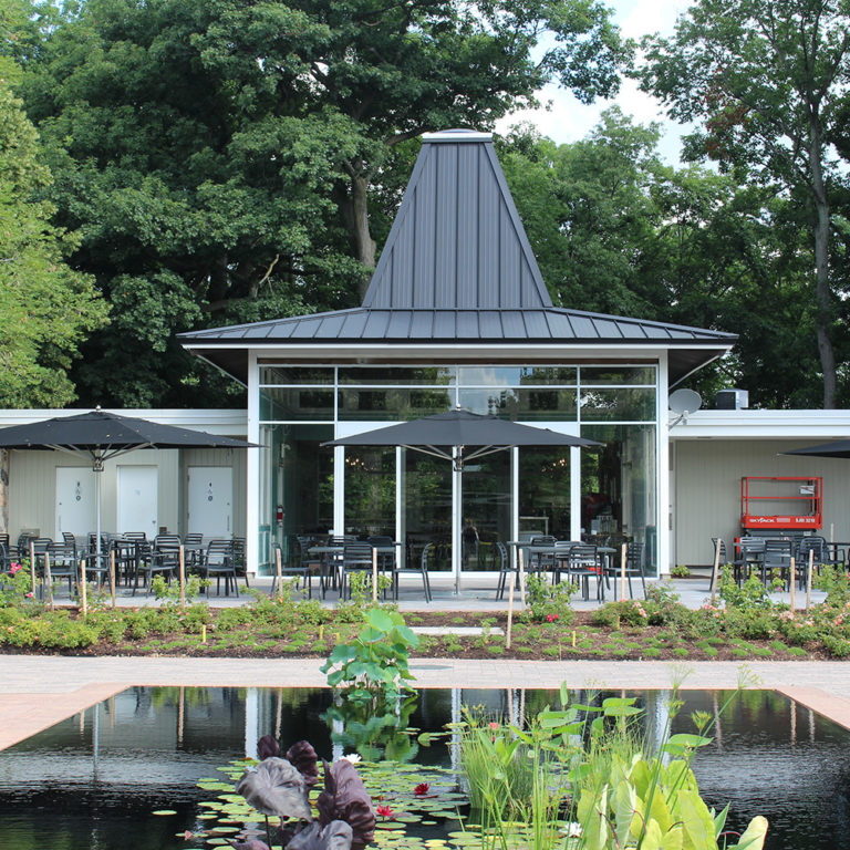 Turner Pavilion Teahouse Exterior with Reflecting Ponds