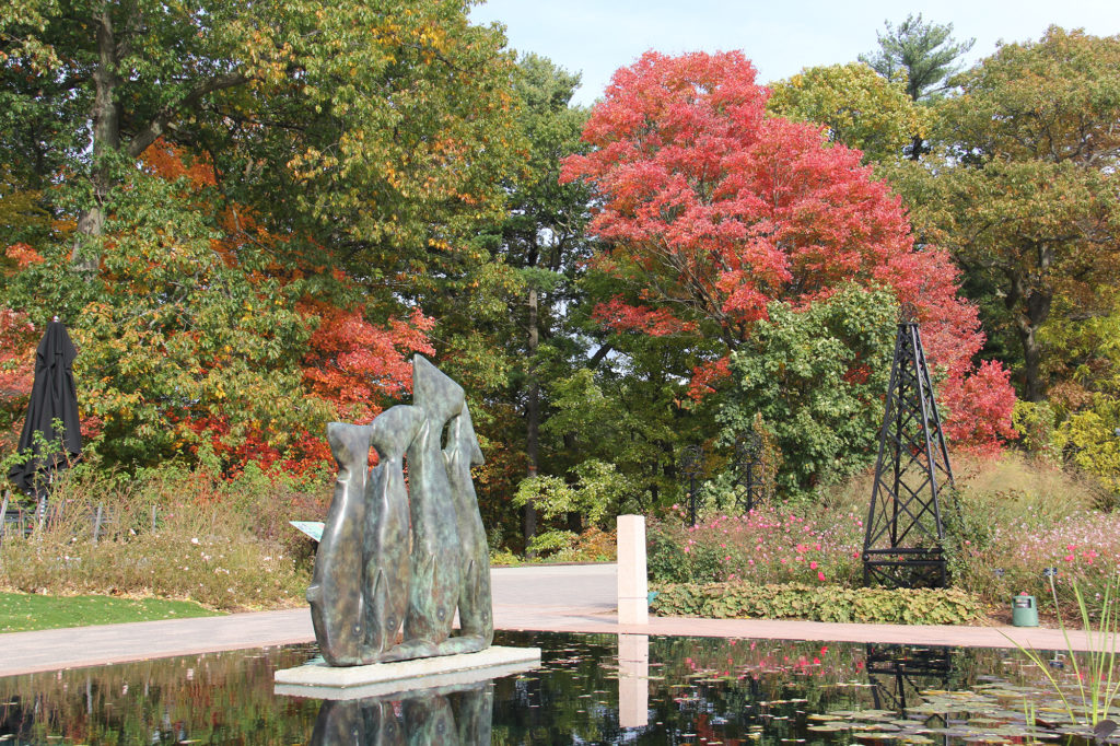 School Of Fish Sculpture In Fall