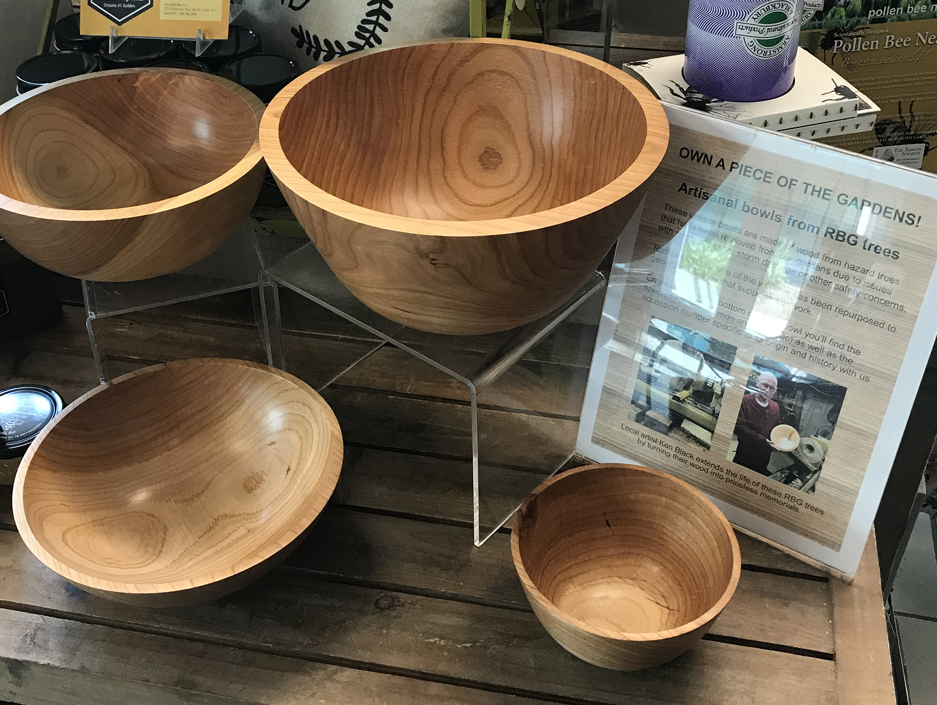 Finished bowls ready for purchase in the gift shop. Image by Jon Peter.