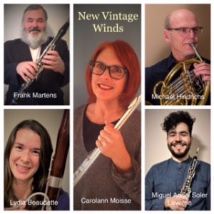 New Vintage Winds Collage of the five New Vintage Winds band members