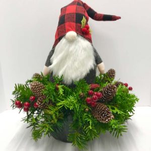 Photos-Fresh Evergreen Designs D holiday evergreen arrangement with a gnome