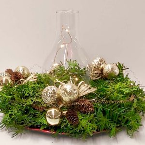 Photos-Fresh Evergreen Designs E holiday evergreen arrangement with a glass vase feature