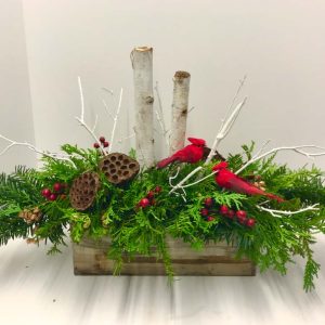 Photos-Fresh Evergreen Designs F holiday evergreen arrangement with birch branches
