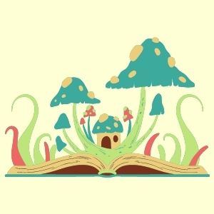 fairytale-book-mushroom (1) mushrooms coming out of a storybook