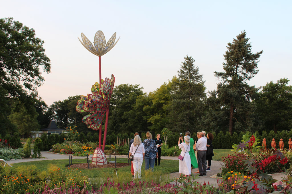 Group Looking at Bloodroot Sculpture