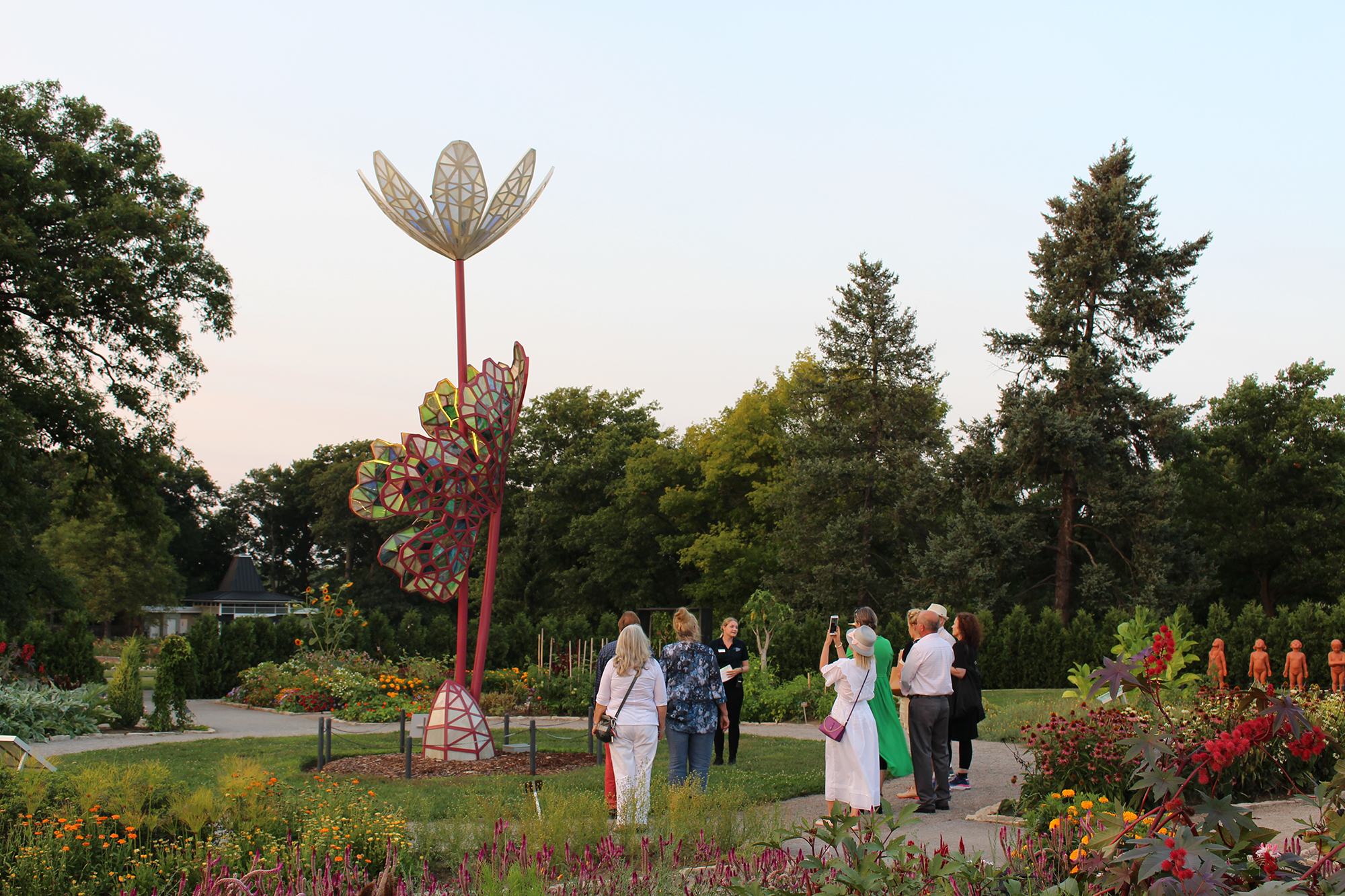 Group Looking at Bloodroot Sculpture