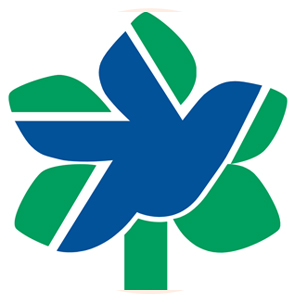 Image of RBG logo with blue bird over a leaf